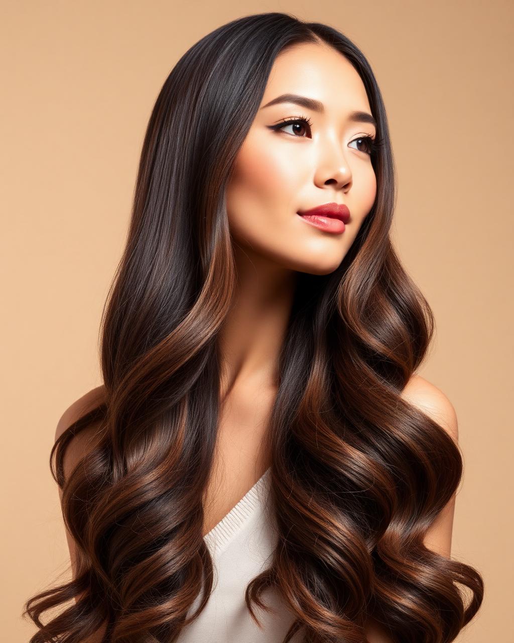 Hitomi Hair Salon model with healthy wavy hair